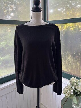 Banana Republic Black Ribbed Boatneck Sweater Medium Like New